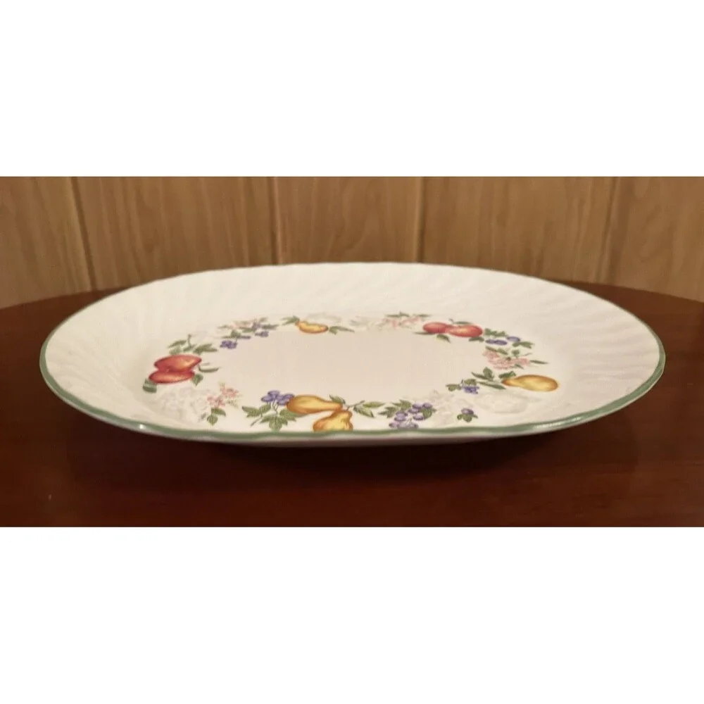Vintage Corelle by Corning CHUTNEY Swirl Fruit & Flower Oval Serving Platter 12